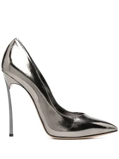 Casadei Blade 115mm Metallic Pumps In Grey