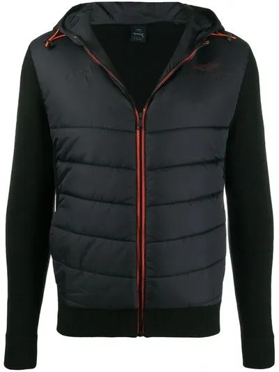 Hackett Aston Martin Racing Zipped Padded Jacket In Black