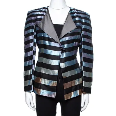 Pre-owned Giorgio Armani Multicolor Striped Jacquard Toggle Button Jacket S