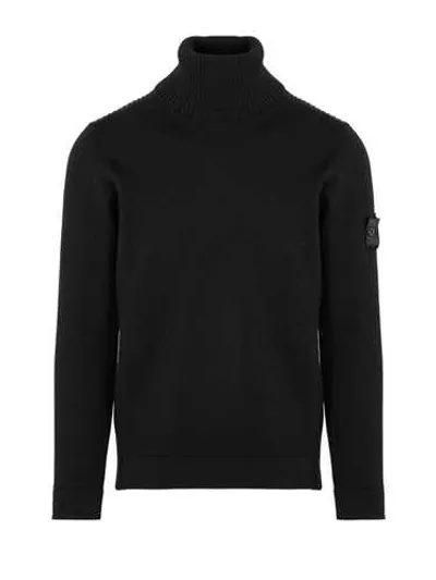 Stone Island Shadow Project Black Honeycomb Turtleneck Sweater