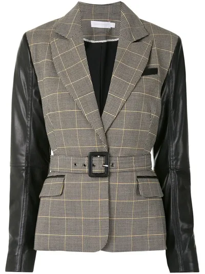 Jonathan Simkhai Panelled Checked Blazer In Brown