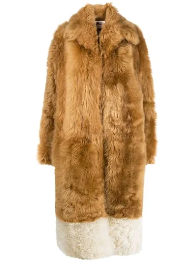 Ports 1961 Belted Oversized Fur Coat In Brown