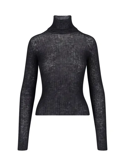 Saint Laurent Turtleneck Knitted Sweater In Black