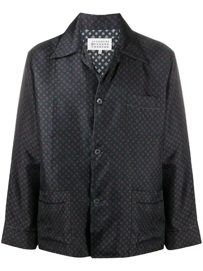 Maison Margiela Medallion Print Pajama Shirt Navy In Black