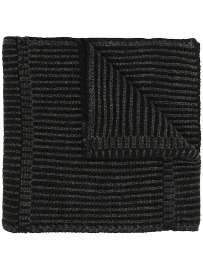 Michael Kors Logo-patch Two-tone Scarf In Black