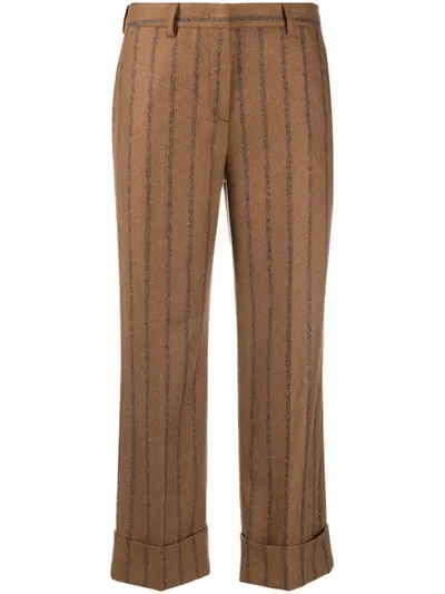 Lardini Striped Straight-leg Trousers In Brown