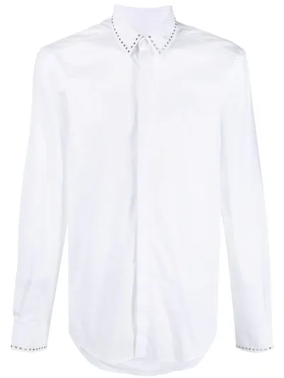 Les Hommes Studded Collar Shirt In White