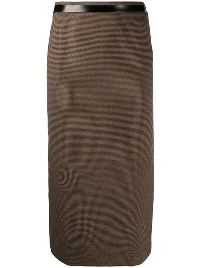 Patrizia Pepe Checked Pencil Skirt In Neutrals