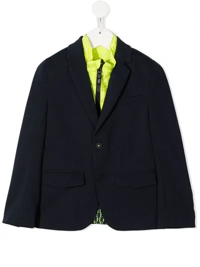 Hugo Boss Kids' Layered Single-breasted Blazer In Blue