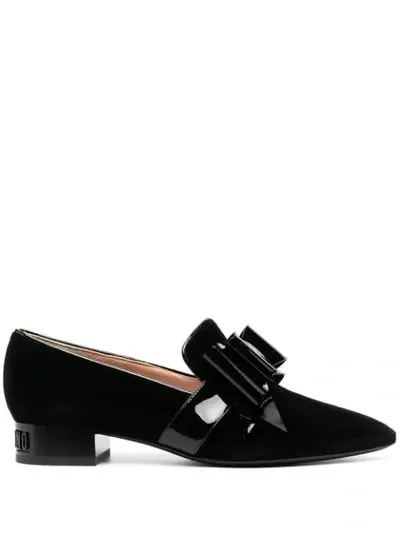 Moschino Velvet Loafers Maxi Bow In Black