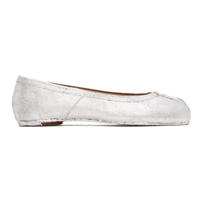 Maison Margiela Silver Painted Tabi Ballerina Flats In H8434 Earth