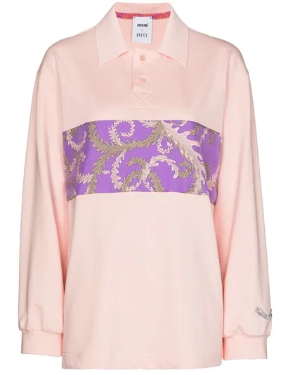 Emilio Pucci X Koché Selva Print Panel Polo Shirt In Pink