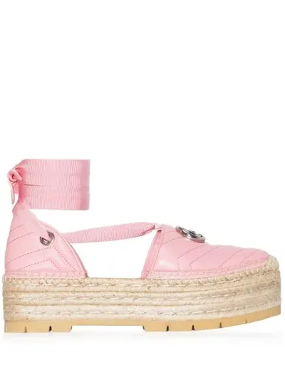 Gucci Pink Pilar Flatform Leather Espadrilles