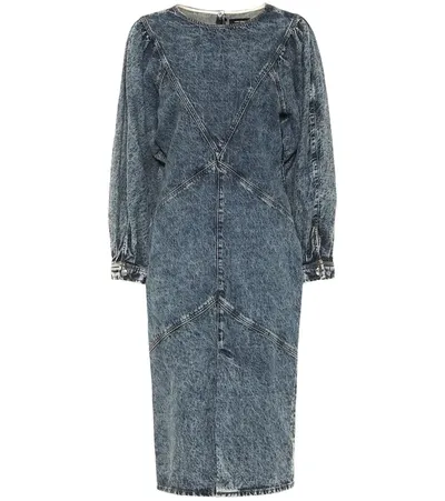 Isabel Marant Acid-effect Puff-sleeve Dress In Blue