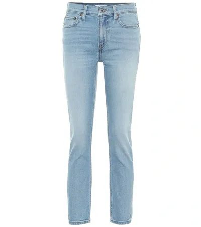 Re/done Stretch Ankle Crop High-rise Skinny Jeans In Blue