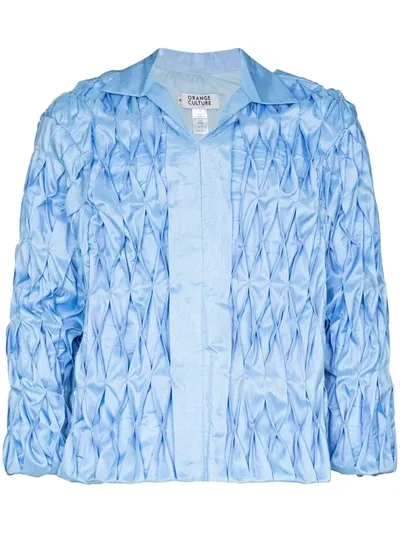 Orange Culture X Homecoming Tobi Diamond Pleated Shirt In Blue