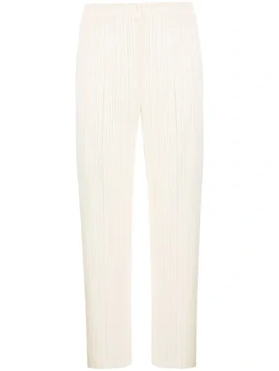 Issey Miyake Pleated Cropped Trousers In Neutrals