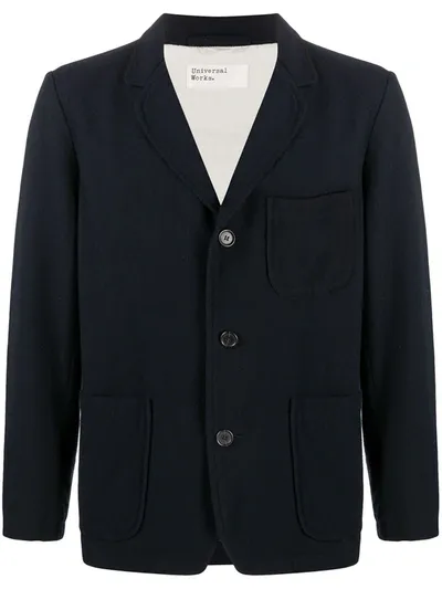 Universal Works Three Button Blazer Jacket In Blue