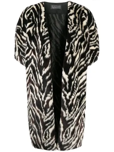 Gianluca Capannolo Oversized Zebra Print Coat In Black