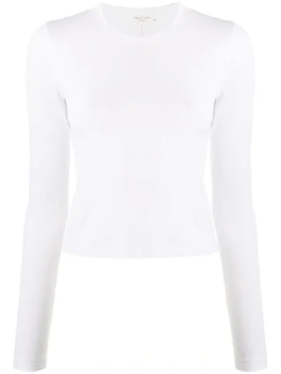 Rag & Bone Ribbed Knit Longsleeved Top In White