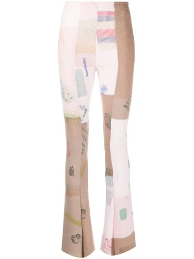 Eckhaus Latta Patchwork Knitted Trousers In Pink ,neutral