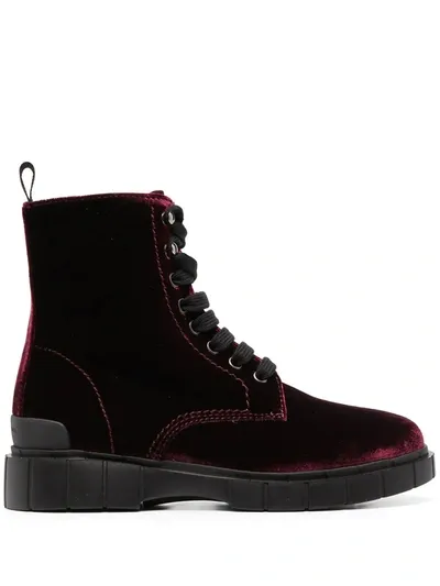 Car Shoe Velvet Cargo Boots In Red