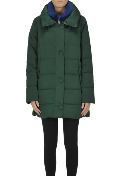 Violanti Fur Collar Down Jacket In Green