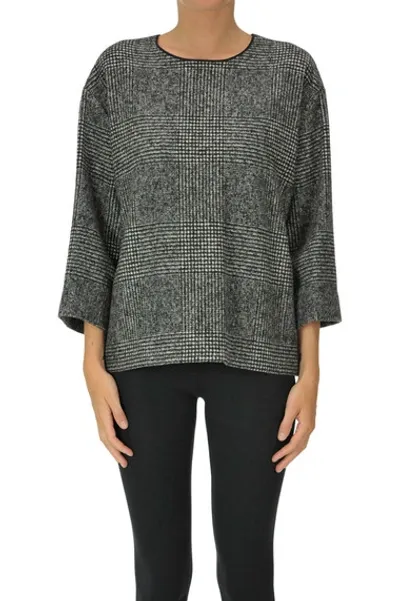 Rochas Houndstooth Print Wool Top In Black