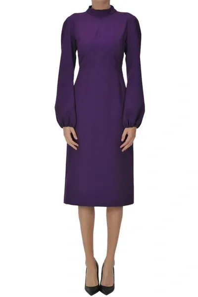 Rochas Midi Wool Dress In Purple