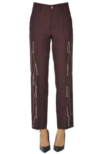 Golden Goose Contrasting Side Stitching Trousers In Bordeaux