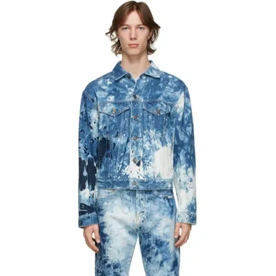 Msgm Tie-dye Print Denim Jacket In 85 Blue