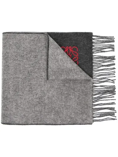 Loewe Embroidered Logo Scarf In Grey