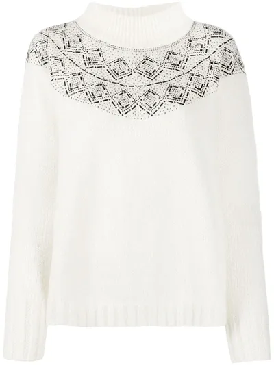 Ermanno Ermanno Embroidered Roll Neck Jumper In White