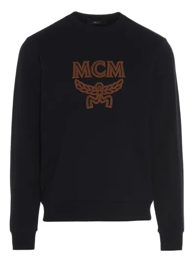 Mcm Shearling Logo Sweatshirt In Black