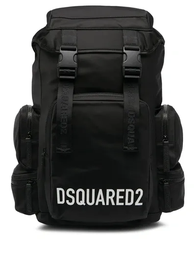 Dsquared2 Logo-print Satin-shell Backpack In Black