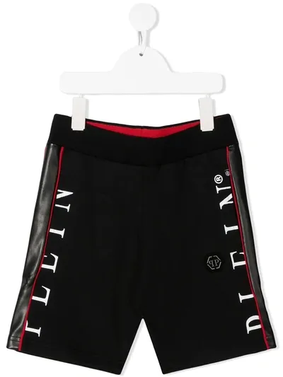 Philipp Plein Junior Kids' Side Logo Jogging Shorts In 02 Black