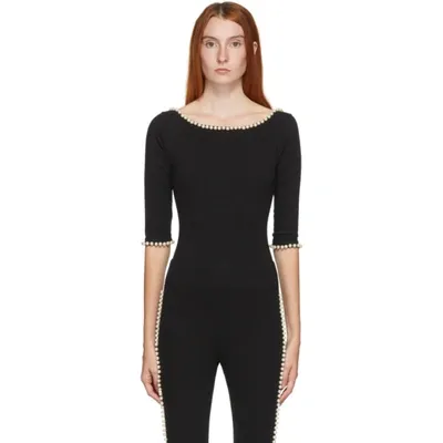 Marc Jacobs Faux-pearl Embellished Bodysuit In Black