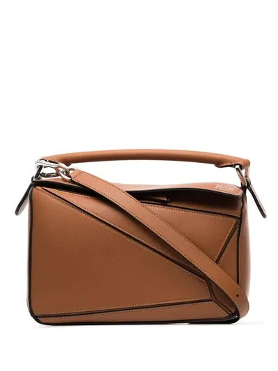 Loewe Tan Puzzle Small Leather Shoulder Bag In Brown