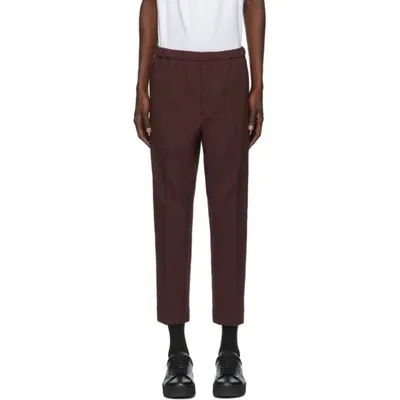 Jil Sander Burgundy Serge Cropped Trousers In 506 Merlot