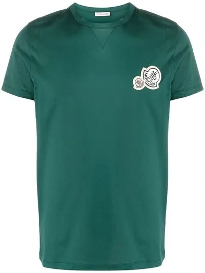 Moncler Logo Patch T-shirt In Green