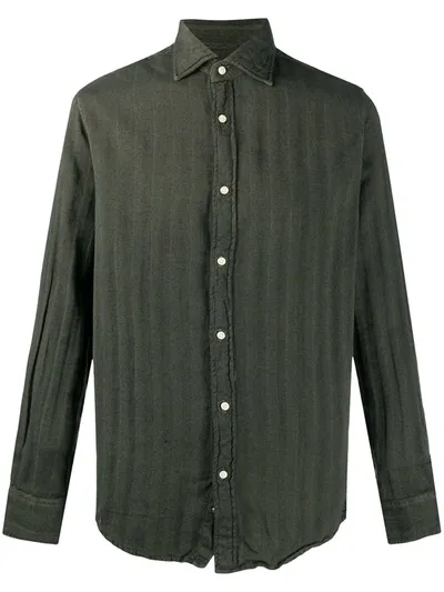 Deperlu William Striped Cotton Shirt In Green