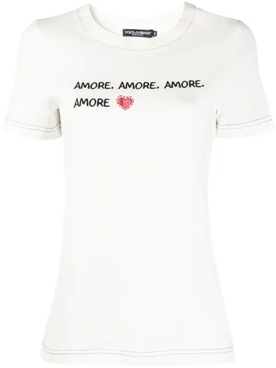 Dolce & Gabbana Amore Slogan-print T-shirt In White