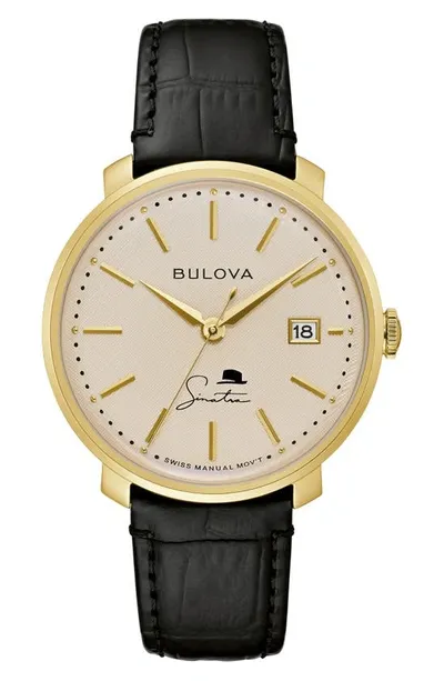 Bulova Men's Frank Sinatra Brown Leather Strap Watch 40mm Women's Shoes In Silver-tone