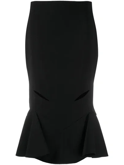 Versace Slit Accent Mermaid Skirt In Black