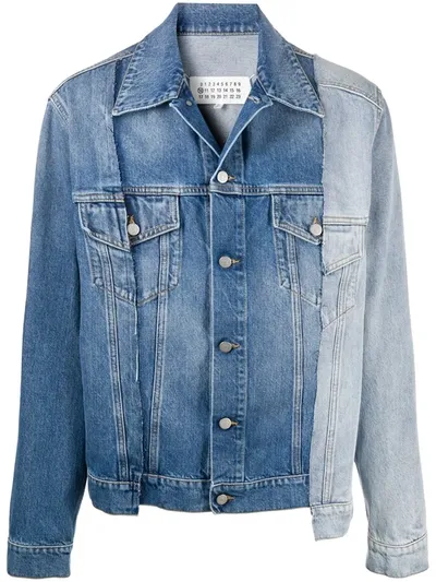 Maison Margiela Contrast Panel Denim Shirt In Blue