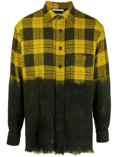 Destin Faded Plaid Print Shirt In Yellow