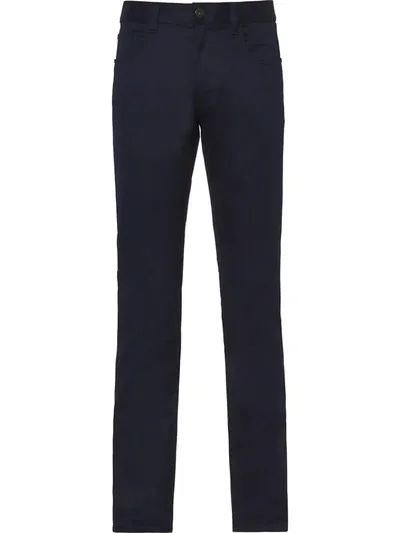 Prada Stretch Drill Five-pocket Trousers In Blue