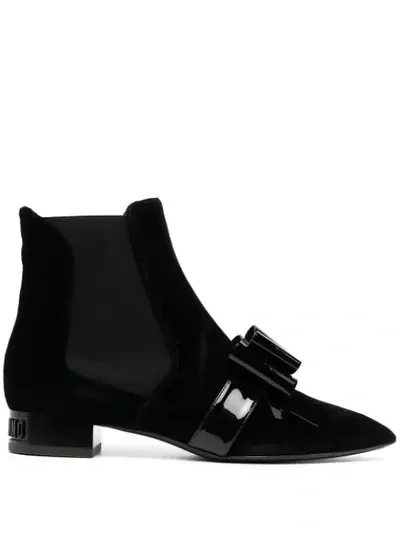 Moschino Bow-detail Ankle Boots In Black