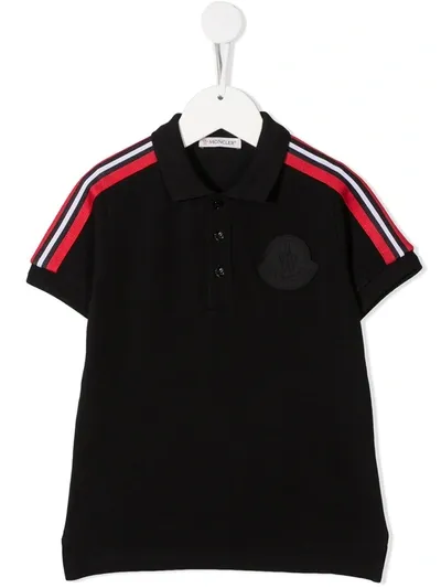 Moncler Kids' Logo Patch Polo Shirt In Black