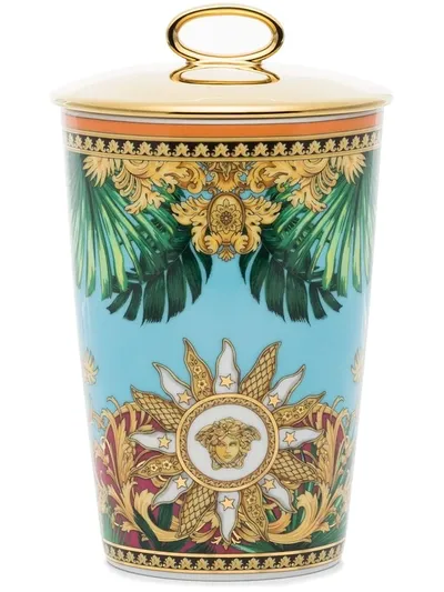 Versace Jungle Porcelain Scented Candle In Blue